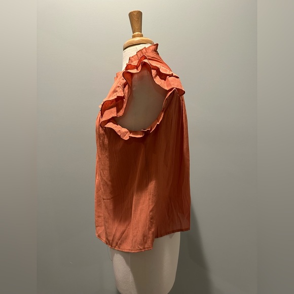 Pinch Flutter sleeve pleated top Size Medium
color burnt orange - Picture 3 of 7